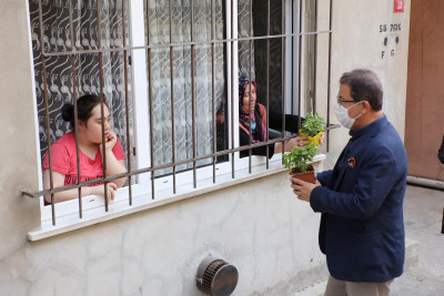 Yeşilpınarlıların balkonlarını süsleyecek fesleğenleri dağıttık Yeşilpınarlıların balkonlarını süsleyecek fesleğenleri dağıttık