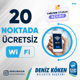 Ücretsiz 20 Wİ-Fİ noktamızda 1 milyon oturum açıldı Ücretsiz 20 Wİ-Fİ noktamızda 1 milyon oturum açıldı
