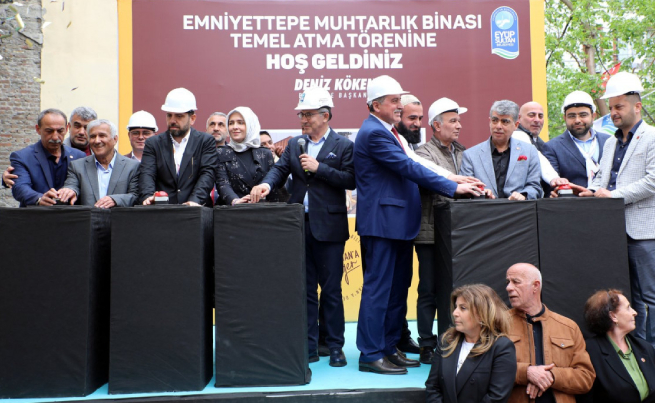 Emniyettepe'de yeni muhtarlık binasının temeli atıldı Emniyettepe'de yeni muhtarlık binasının temeli atıldı