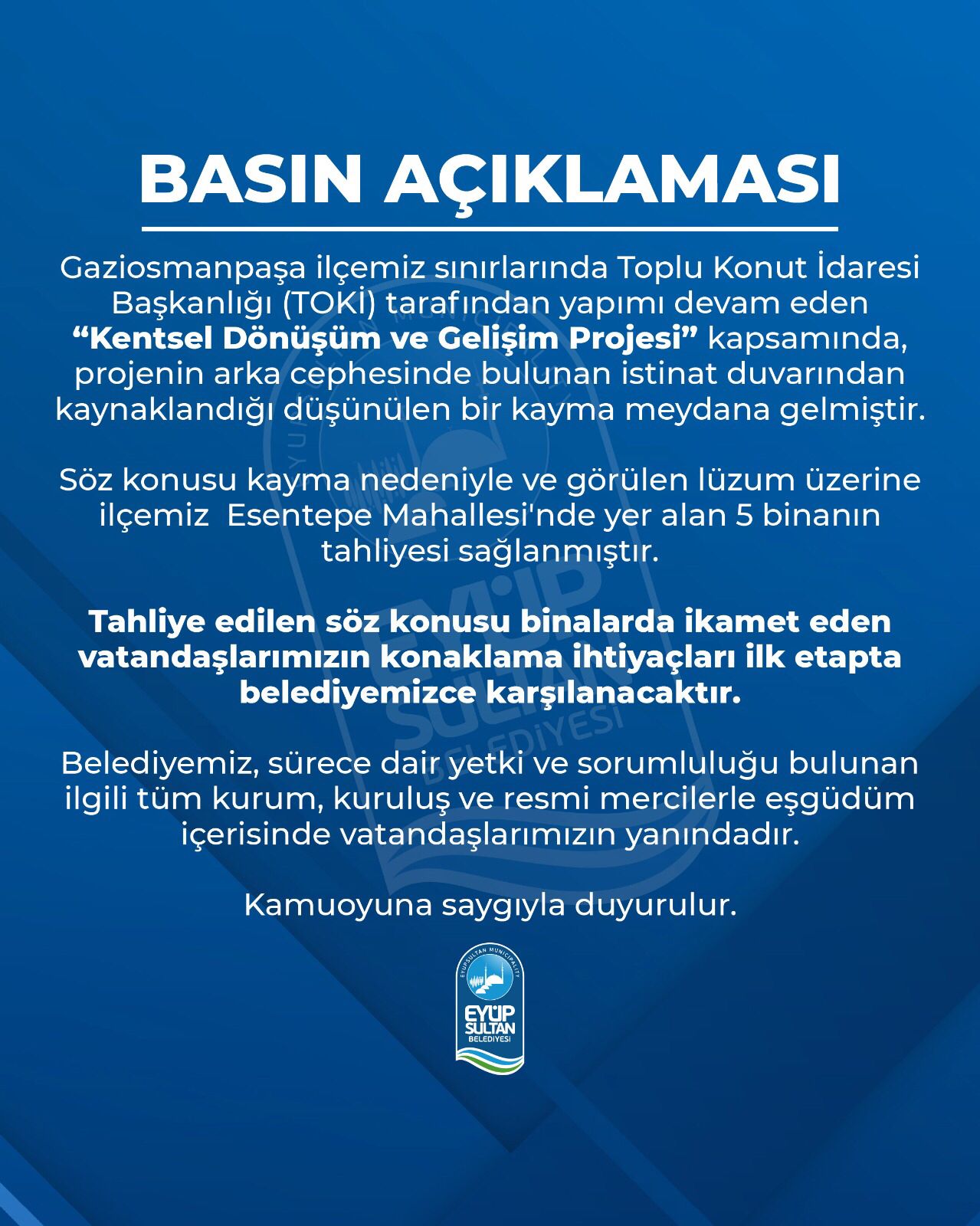 Toprak kayması sonucu Eyüpsultan'da 5 bina tahliye edildi Toprak kayması sonucu Eyüpsultan'da 5 bina tahliye edildi