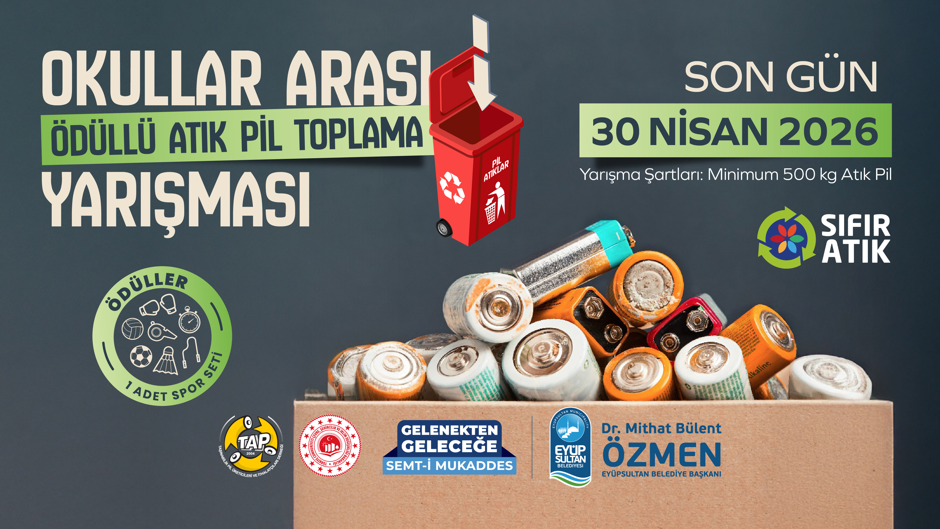 Eyüpsultan'da Okullar Arası Ödüllü Atık Pil Toplama Kampanyası Başladı Eyüpsultan'da Okullar Arası Ödüllü Atık Pil Toplama Kampanyası Başladı