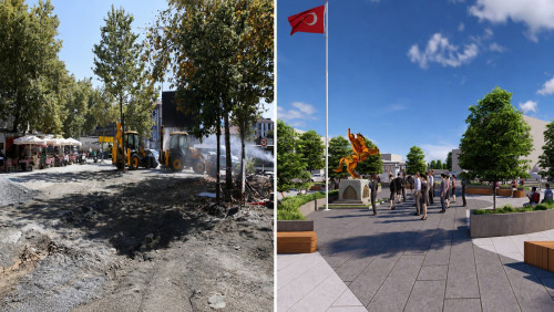 Kemerburgaz Meydanı'nda yenileme çalışmaları devam ediyor