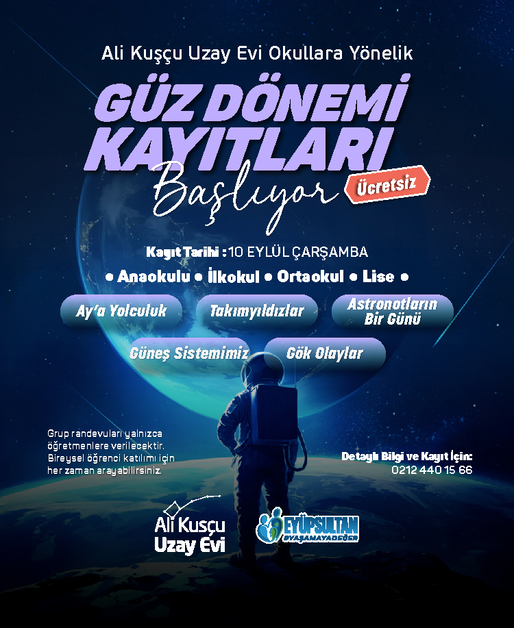 Ali Kuşçu Uzay Evi Güz Dönemi Kayıtları Başlıyor