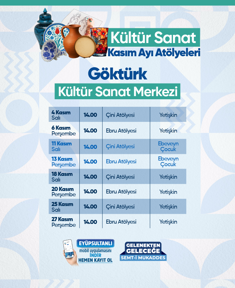 Kültür Sanat Kasım Ayı Atölyeleri Kültür Sanat Kasım Ayı Atölyeleri