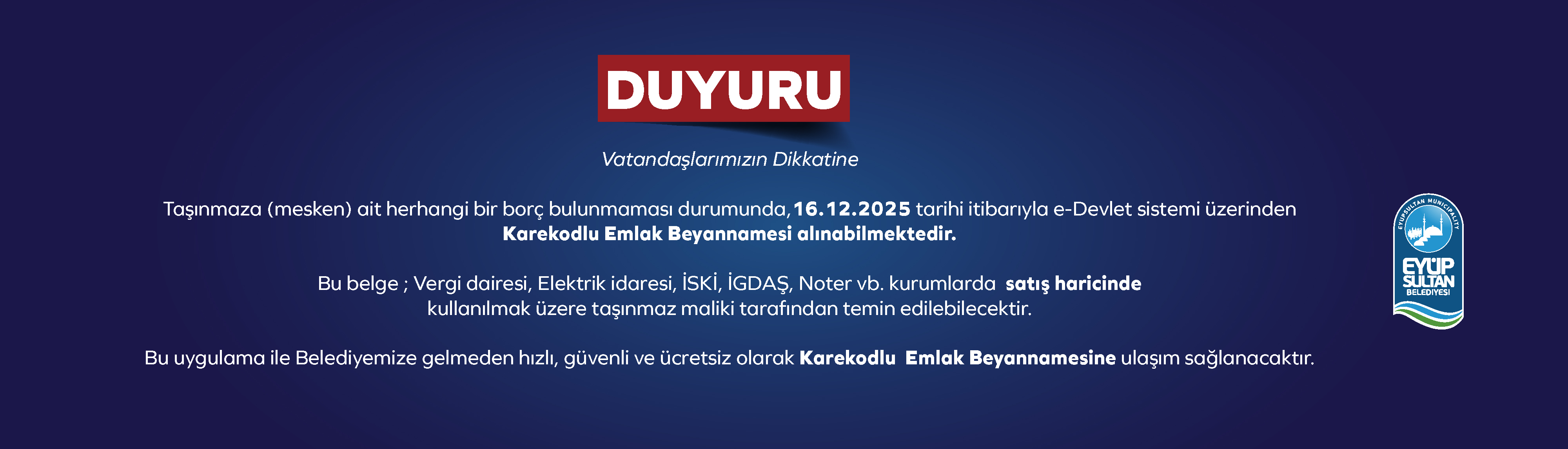 e-devlet Üzerinden Karekodlu Emlak Beyannamesi