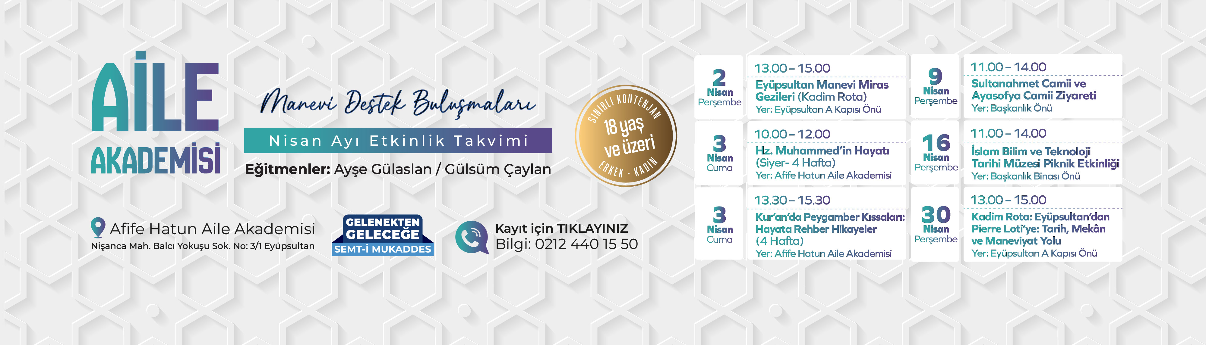 Afife Hatun Aile Akademisi Nisan Ayı Programı