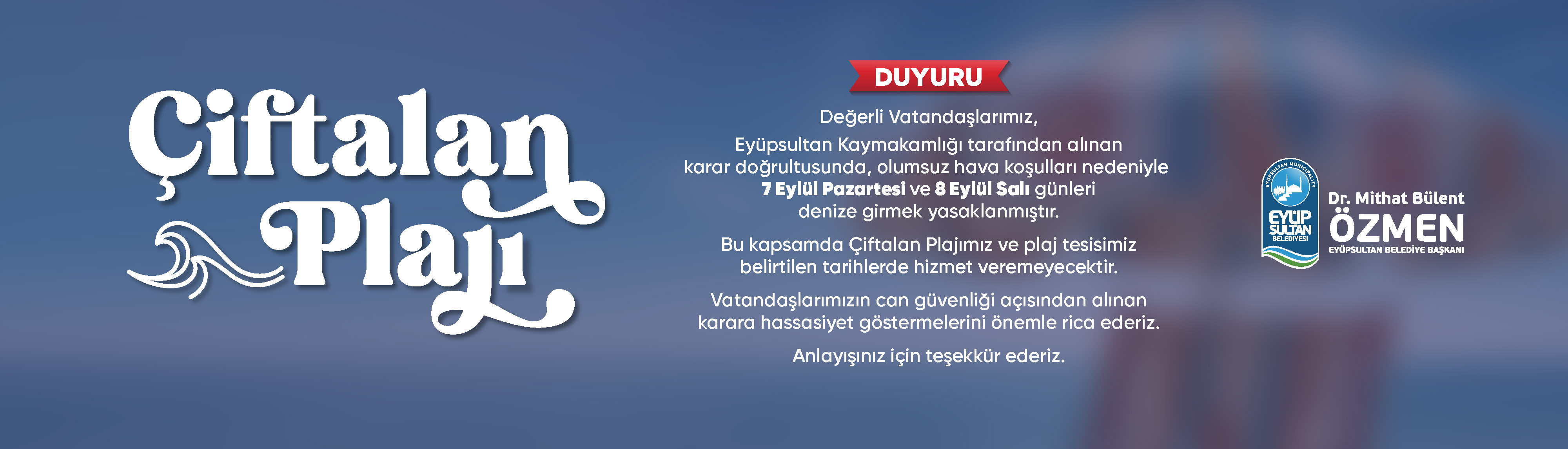 Çiftalan Plajı Duyuru